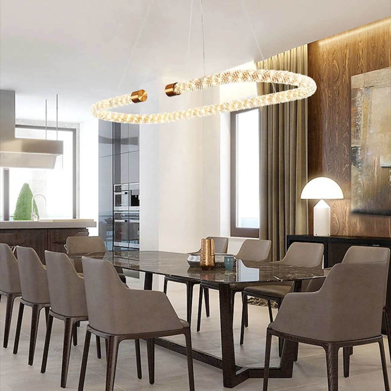 Дизайнерская светодиодная люстра на струнном подвесе VIDAGO