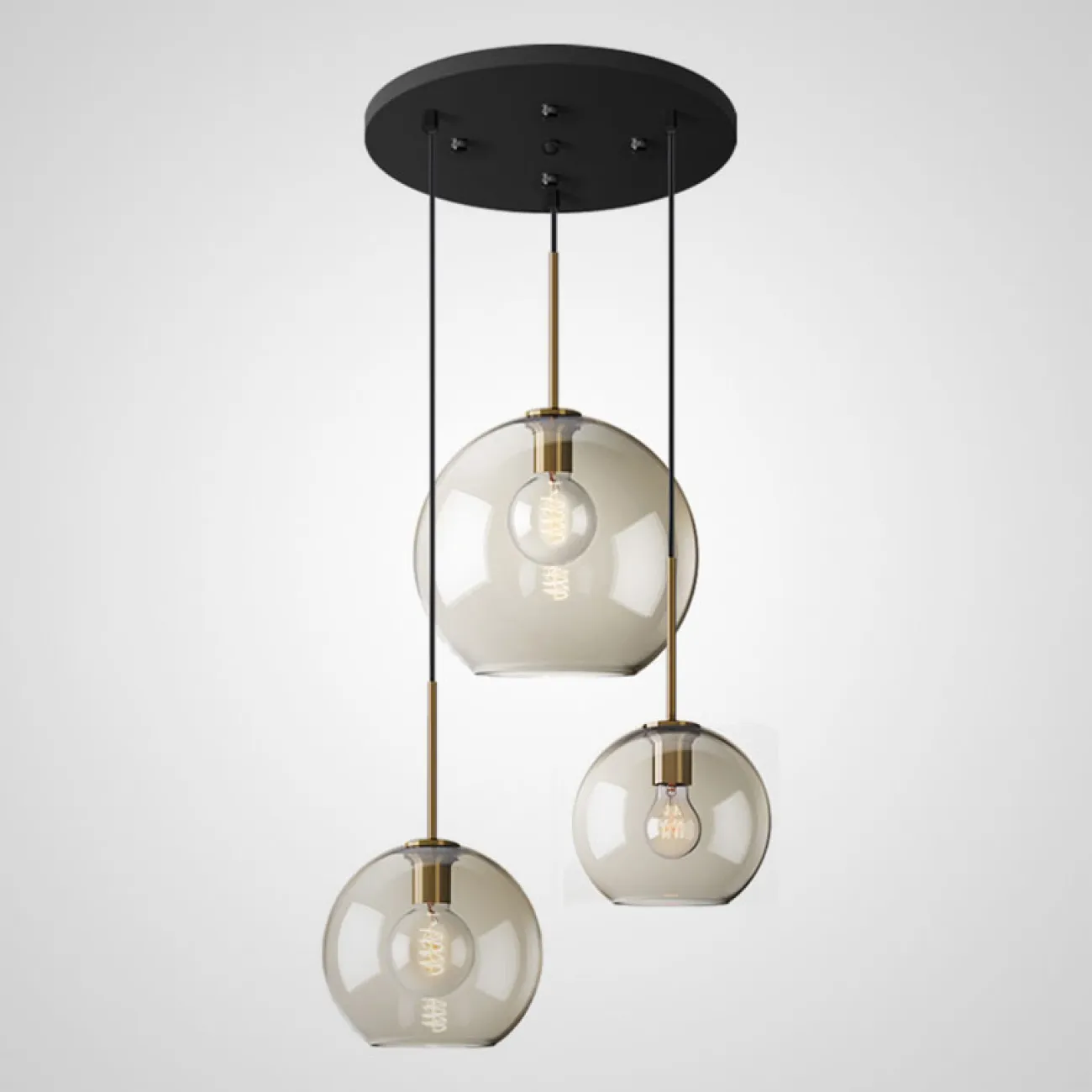 Комбинации из стеклянных подвесных светильников на общем потолочном креплении VILMO TRIO Комбинации из стеклянных подвесных светильников на общем потолочном креплении VILMO TRIO
