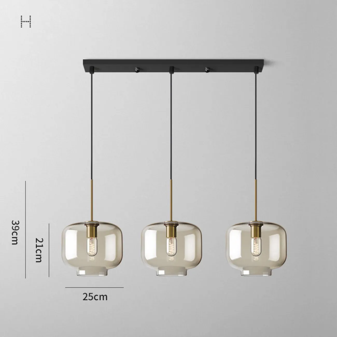 Комбинации из стеклянных подвесных светильников на общем потолочном креплении VILMO TRIO Комбинации из стеклянных подвесных светильников на общем потолочном креплении VILMO TRIO