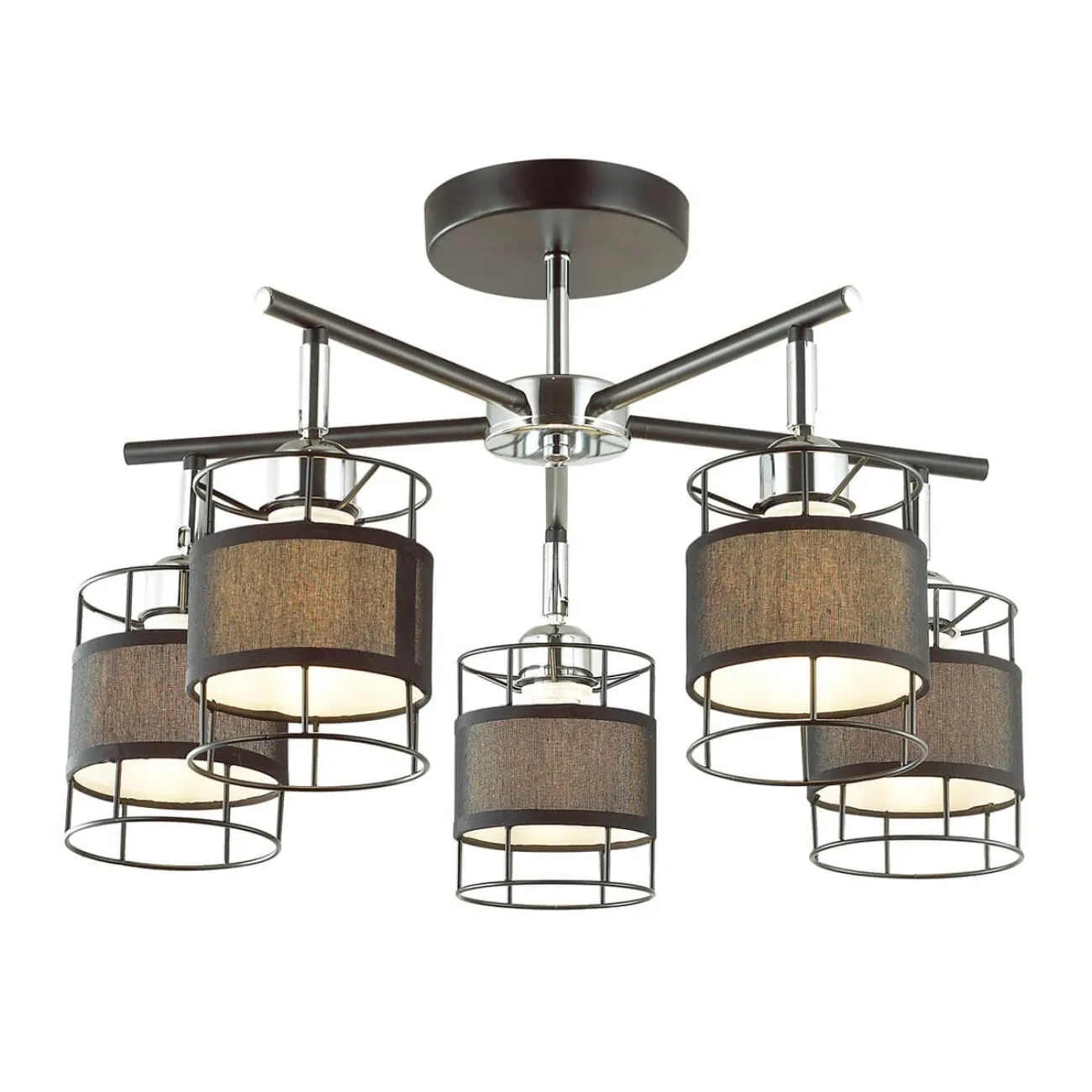 Серия люстр с плафонами с металлической решеткой и текстильными вставками WALTER CH Серия люстр с плафонами с металлической решеткой и текстильными вставками WALTER CH