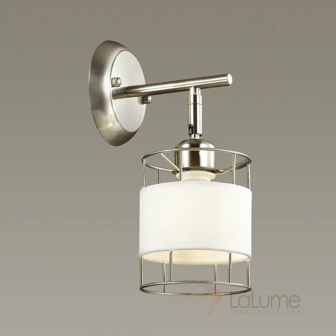 Бра с плафоном с металлической решеткой и текстильной вставкой WALTER WALL