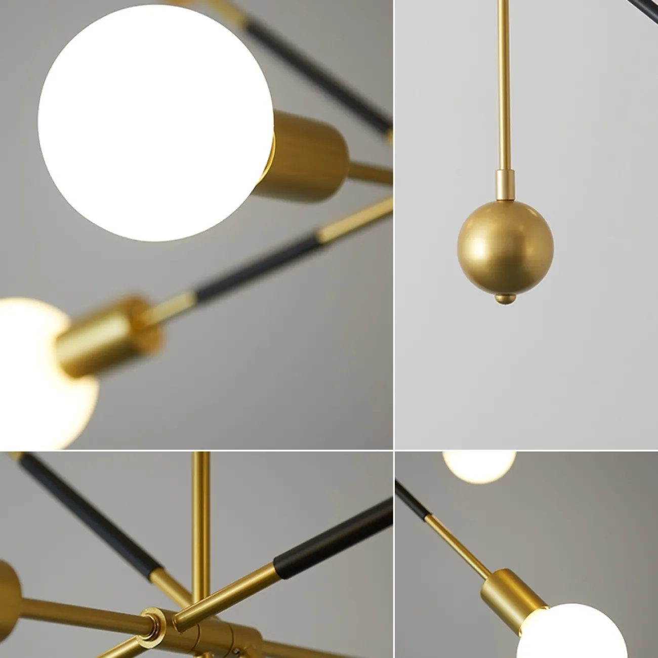 Люстра с открытыми источниками света на каркасе в виде металлических штанг с механизмом регулировки наклона ZORA