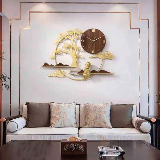 Дизайнерские настенные часы в китайском дзен стиле для гостиной LaLume-KKK20269-20