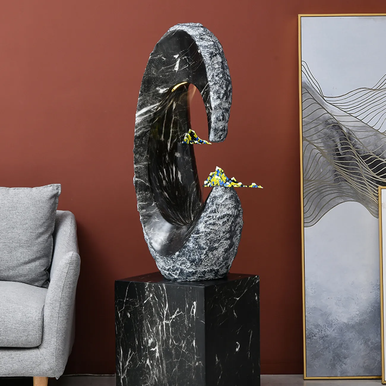 Дизайнерский ламинарный фонтан "Гранитная скала"LaLume-DF20304-20 Дизайнерский ламинарный фонтан "Гранитная скала"LaLume-DF20304-20