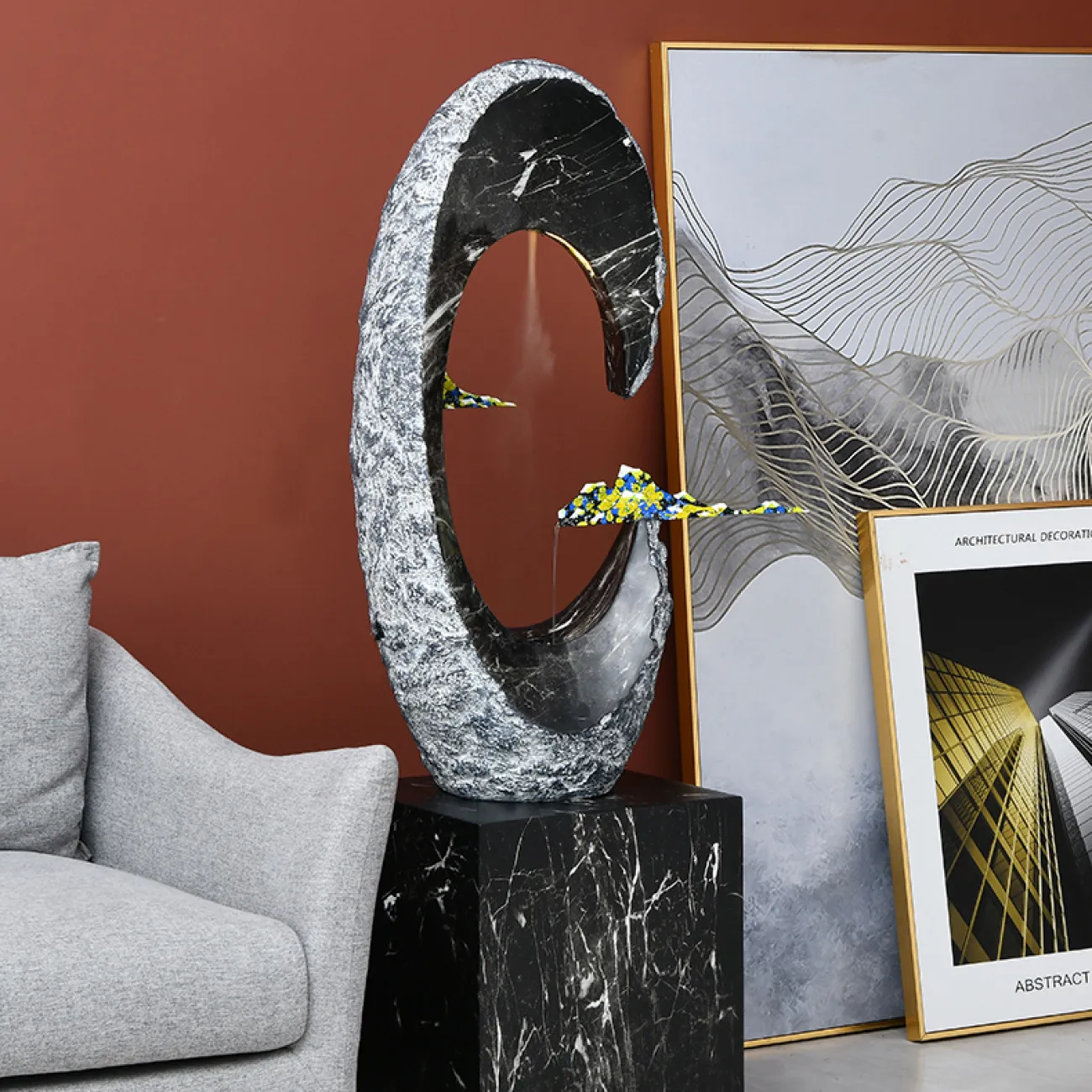 Дизайнерский ламинарный фонтан "Гранитная скала"LaLume-DF20304-20 Дизайнерский ламинарный фонтан "Гранитная скала"LaLume-DF20304-20