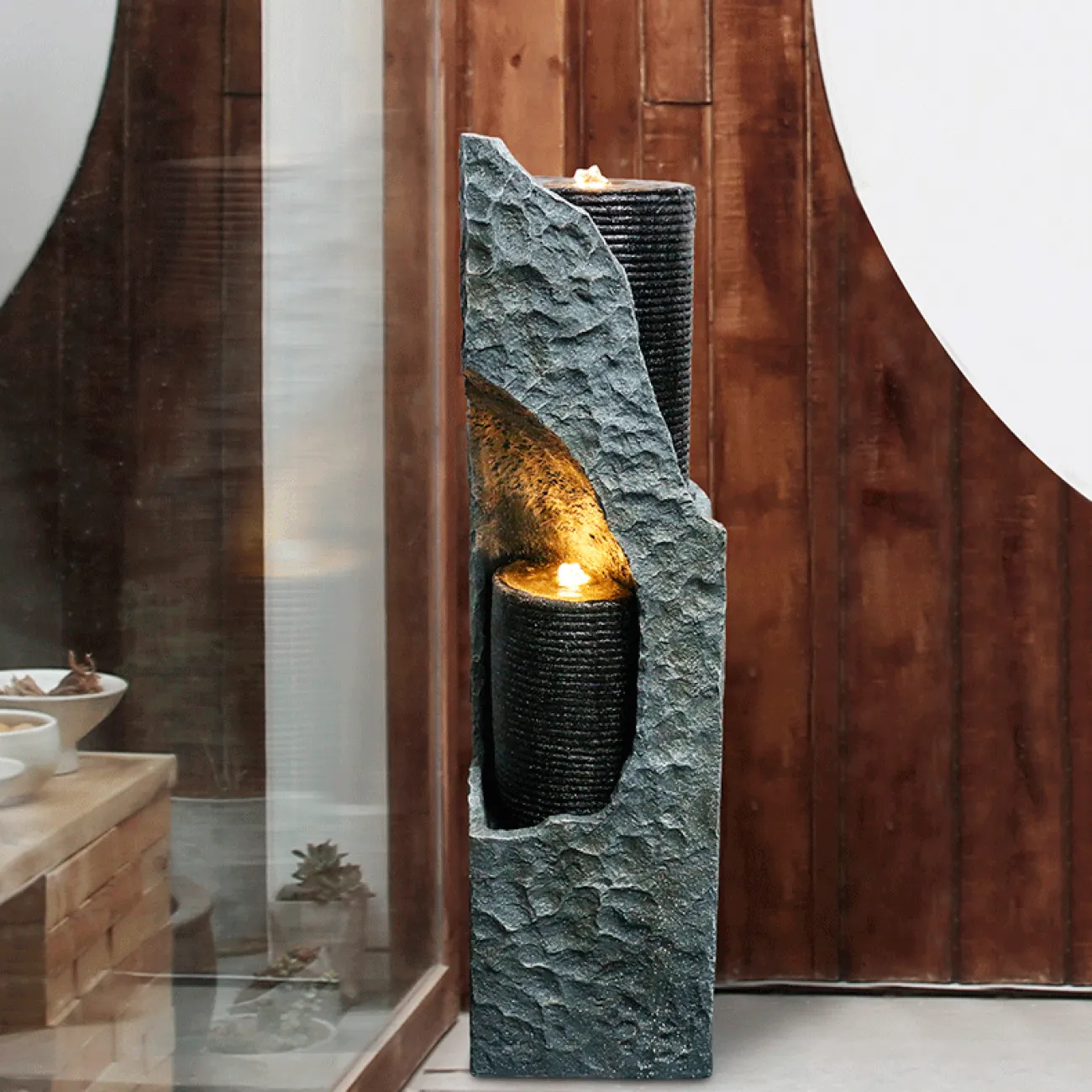 Дизайнерский вертикальный фонтан "Две свечи" LaLume-DF20308-20