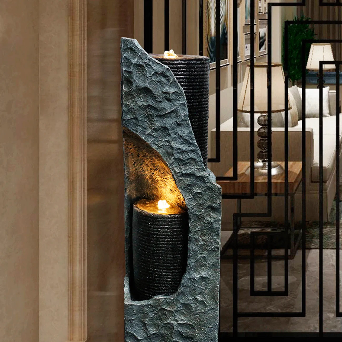 Дизайнерский вертикальный фонтан "Две свечи" LaLume-DF20308-20