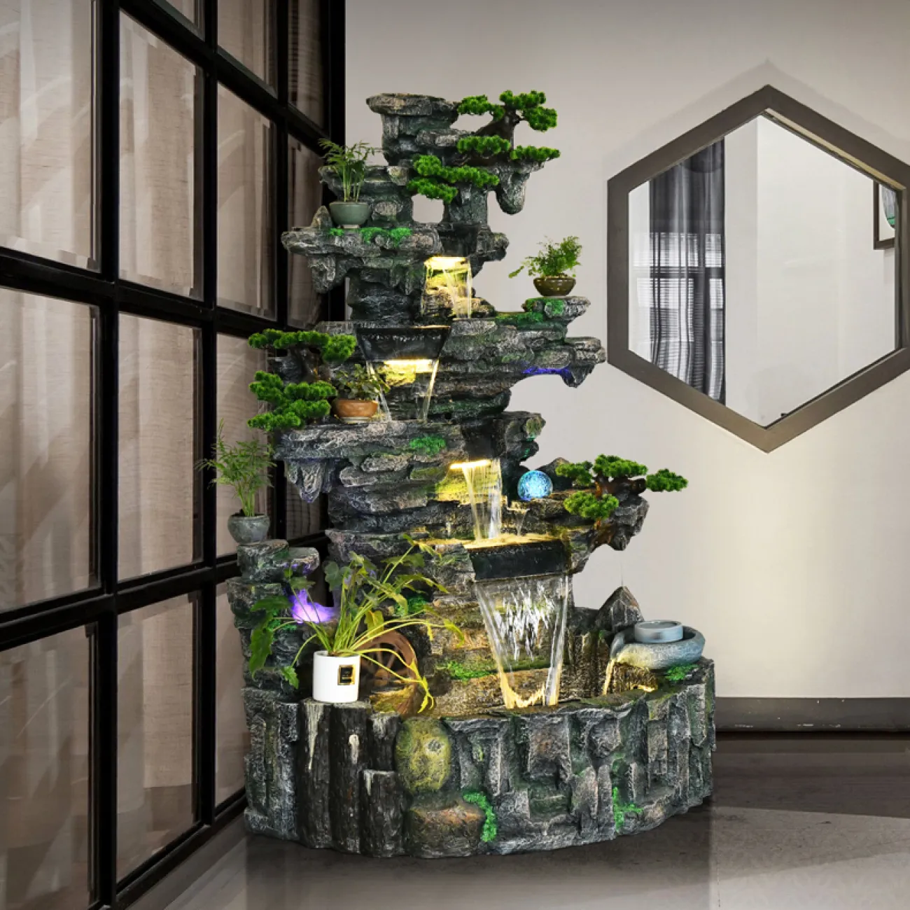 Дизайнерский ламинарный фонтан с подсветкой LaLume-DF20326-20