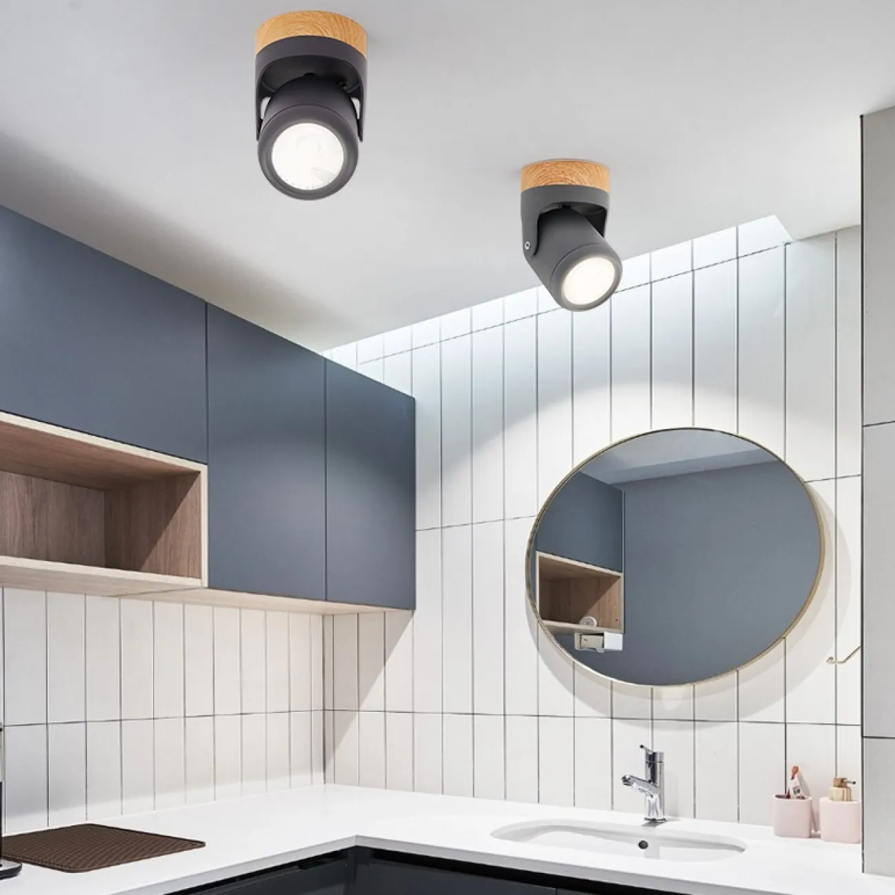 Светодиодный точечный светильник с поворотным механизмом, разноцветным корпусом и основанием с окраской под дерево PAX от LaLume