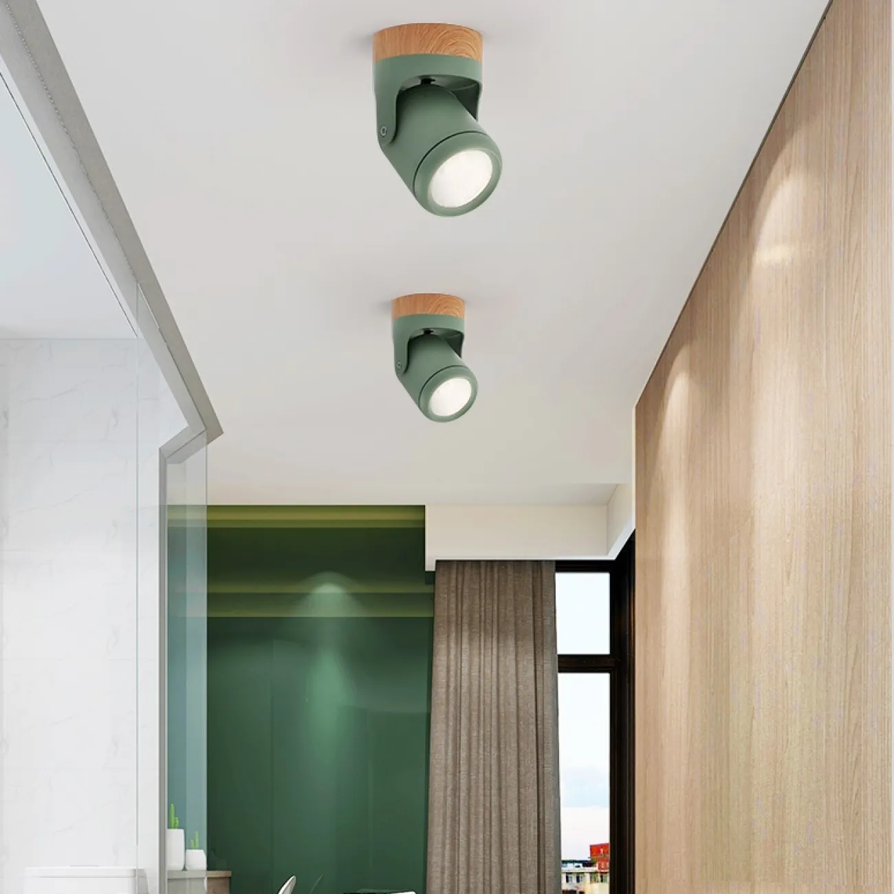 Светодиодный точечный светильник с поворотным механизмом, разноцветным корпусом и основанием с окраской под дерево PAX от LaLume