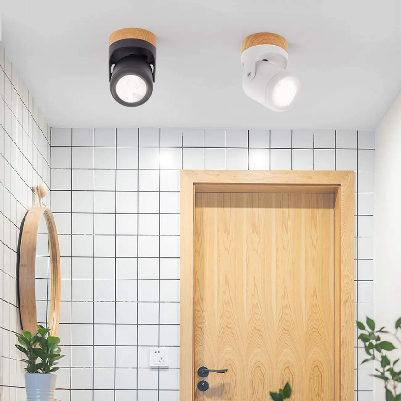 Светодиодный точечный светильник с поворотным механизмом, разноцветным корпусом и основанием с окраской под дерево PAX от LaLume