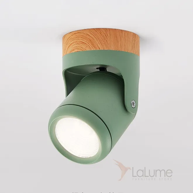 Светодиодный точечный светильник с поворотным механизмом, разноцветным корпусом и основанием с окраской под дерево PAX
