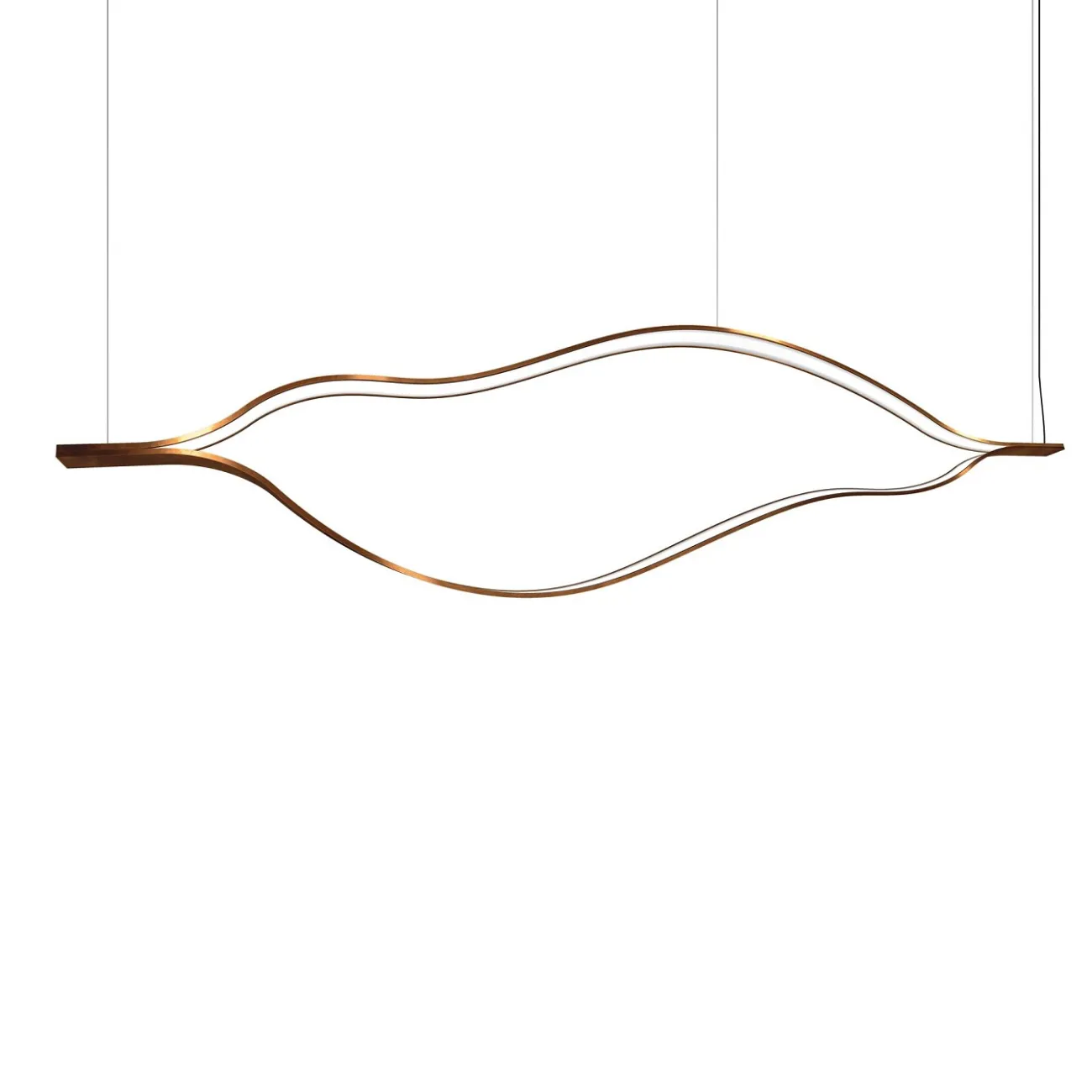 Дизайнерский подвесной светильник в виде стилизованного облака из двух контурных полос со светодиодной подсветкой TRUDY от LaLume