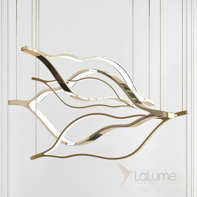 Дизайнерский подвесной светильник в виде стилизованного облака из двух контурных полос со светодиодной подсветкой TRUDY от LaLume