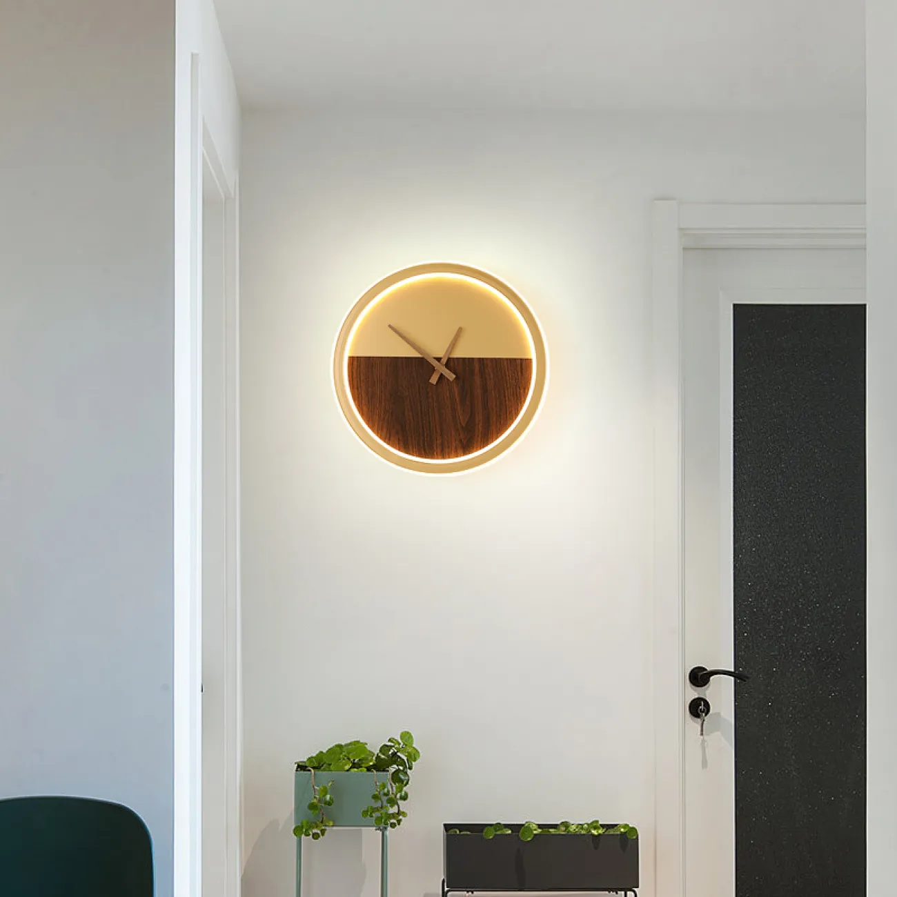 Светодиодный настенный светильник в виде деревянных круглых часов TIME WOOD ONE от LaLume