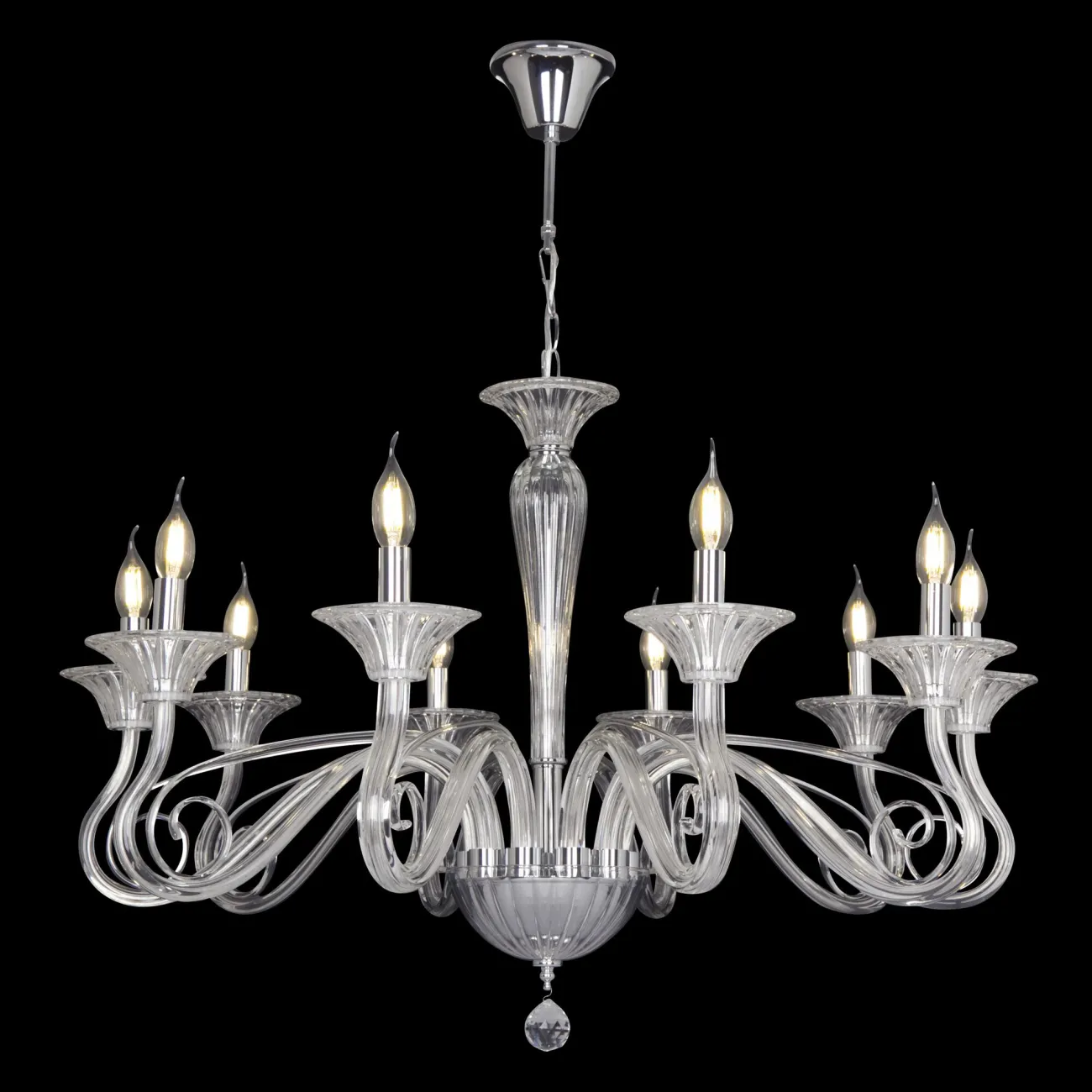 Стеклянная люстра в классическом стиле со стилизованными под свечи плафонами FIDEL от LaLume