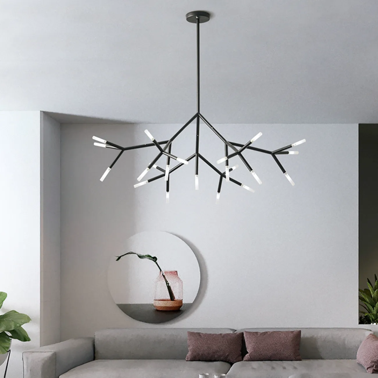 Серия люстр молекулярной формы с трубчатыми и круглыми плафонами. RAZE от LaLume