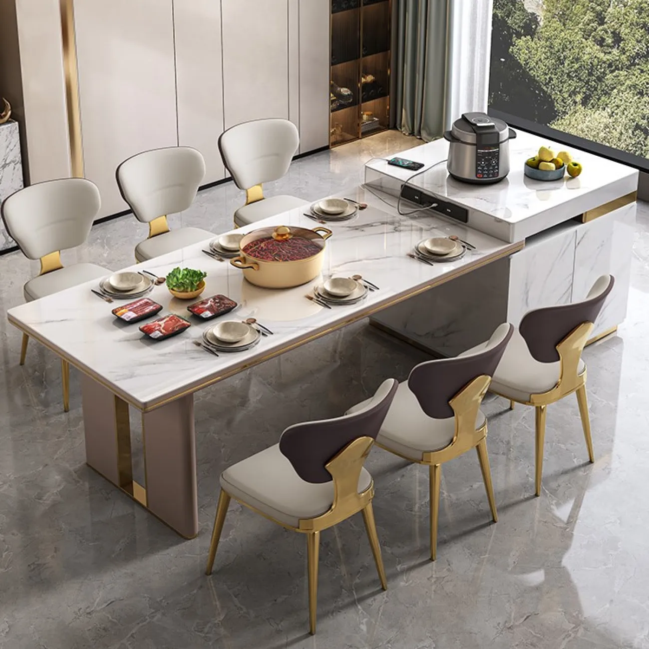 Многофункциональный обеденный стол LaLume MB22329-23 Многофункциональный обеденный стол LaLume MB22329-23