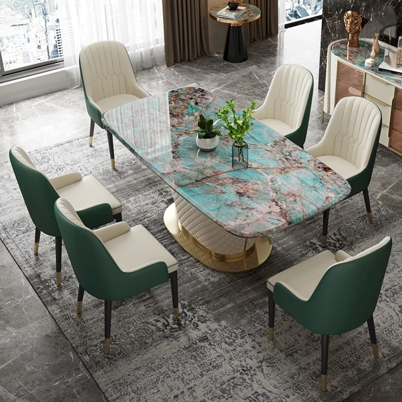 Обеденный стол с мраморной столешницей LaLume MB22332-23