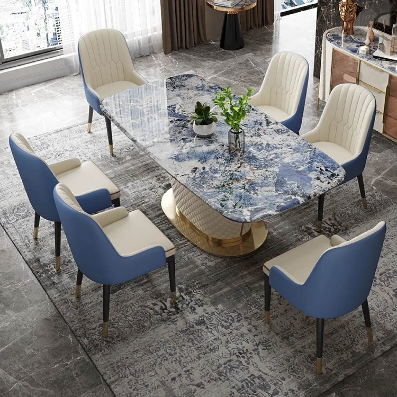 Обеденный стол с мраморной столешницей LaLume MB22332-23