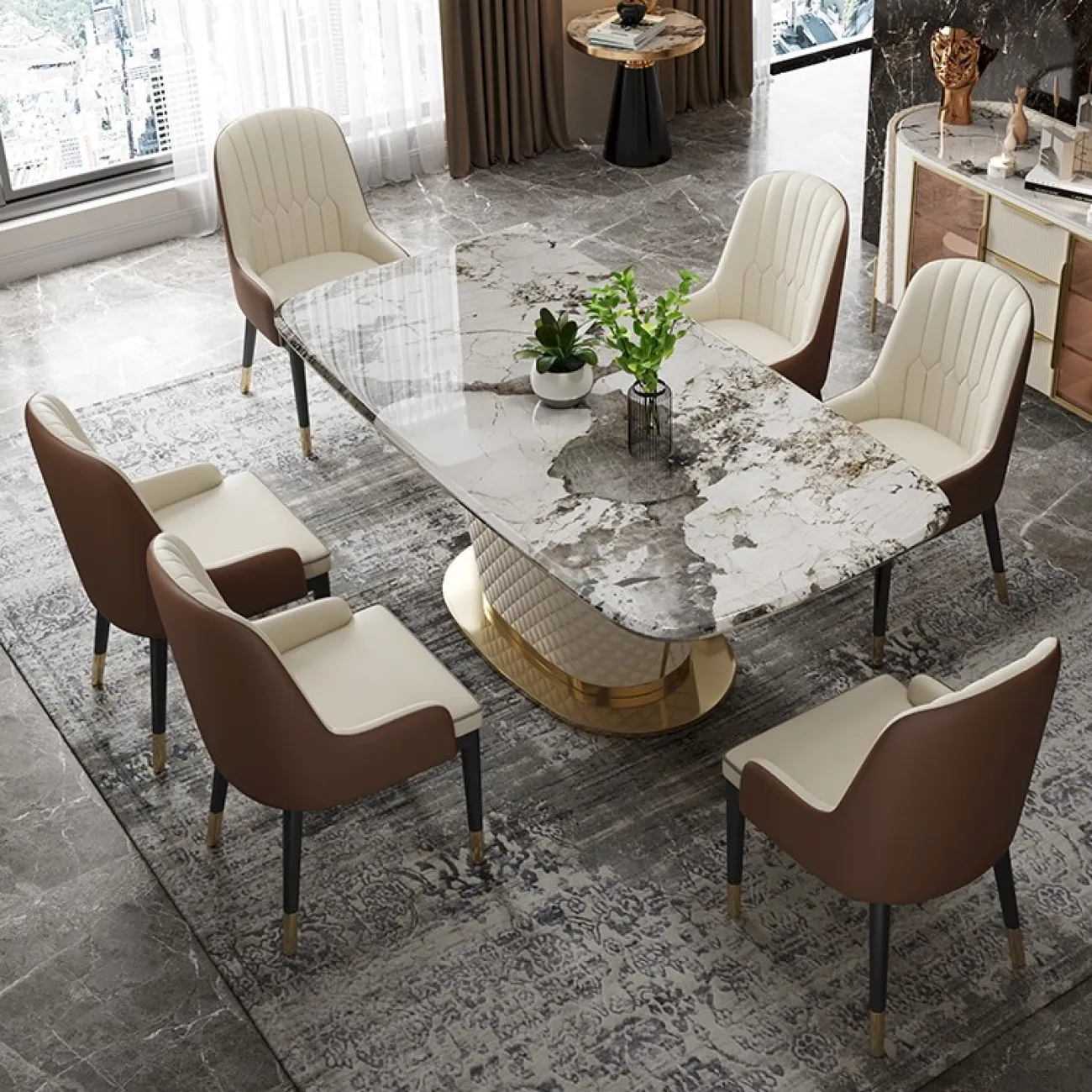 Обеденный стол с мраморной столешницей LaLume MB22332-23