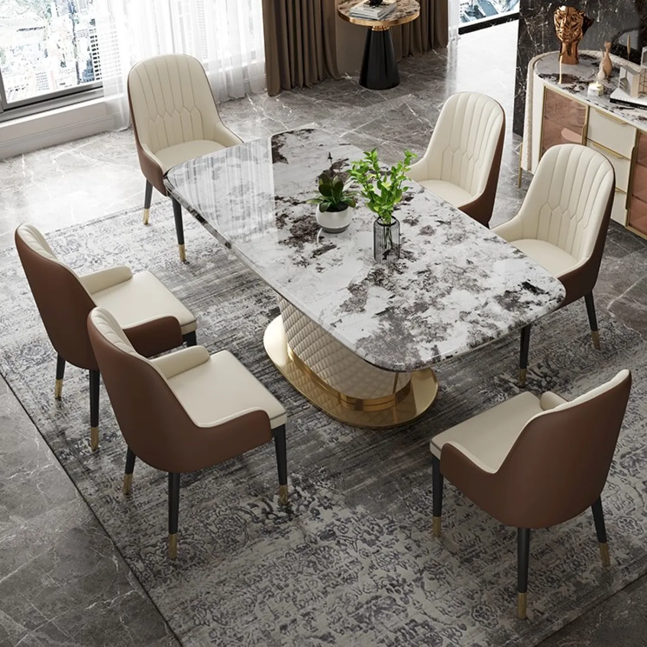 Обеденный стол с мраморной столешницей LaLume MB22332-23