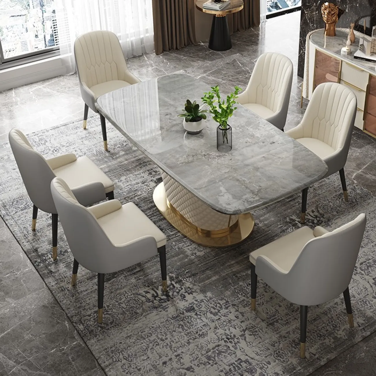 Обеденный стол с мраморной столешницей LaLume MB22332-23