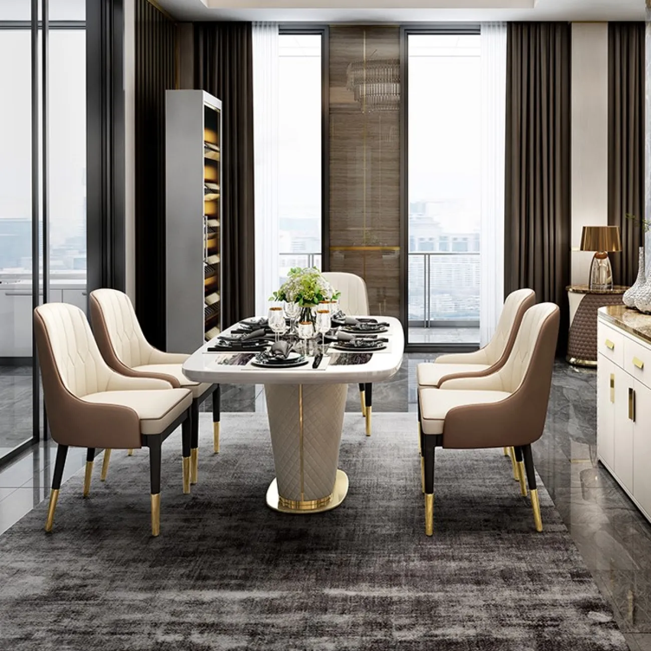 Обеденный стол с мраморной столешницей LaLume MB22332-23