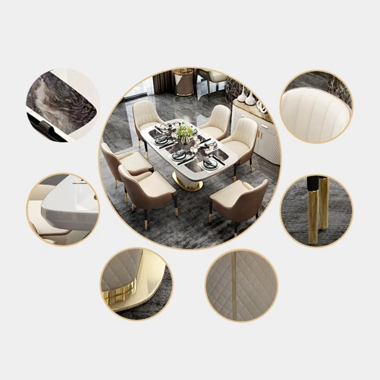 Обеденный стол с мраморной столешницей LaLume MB22332-23