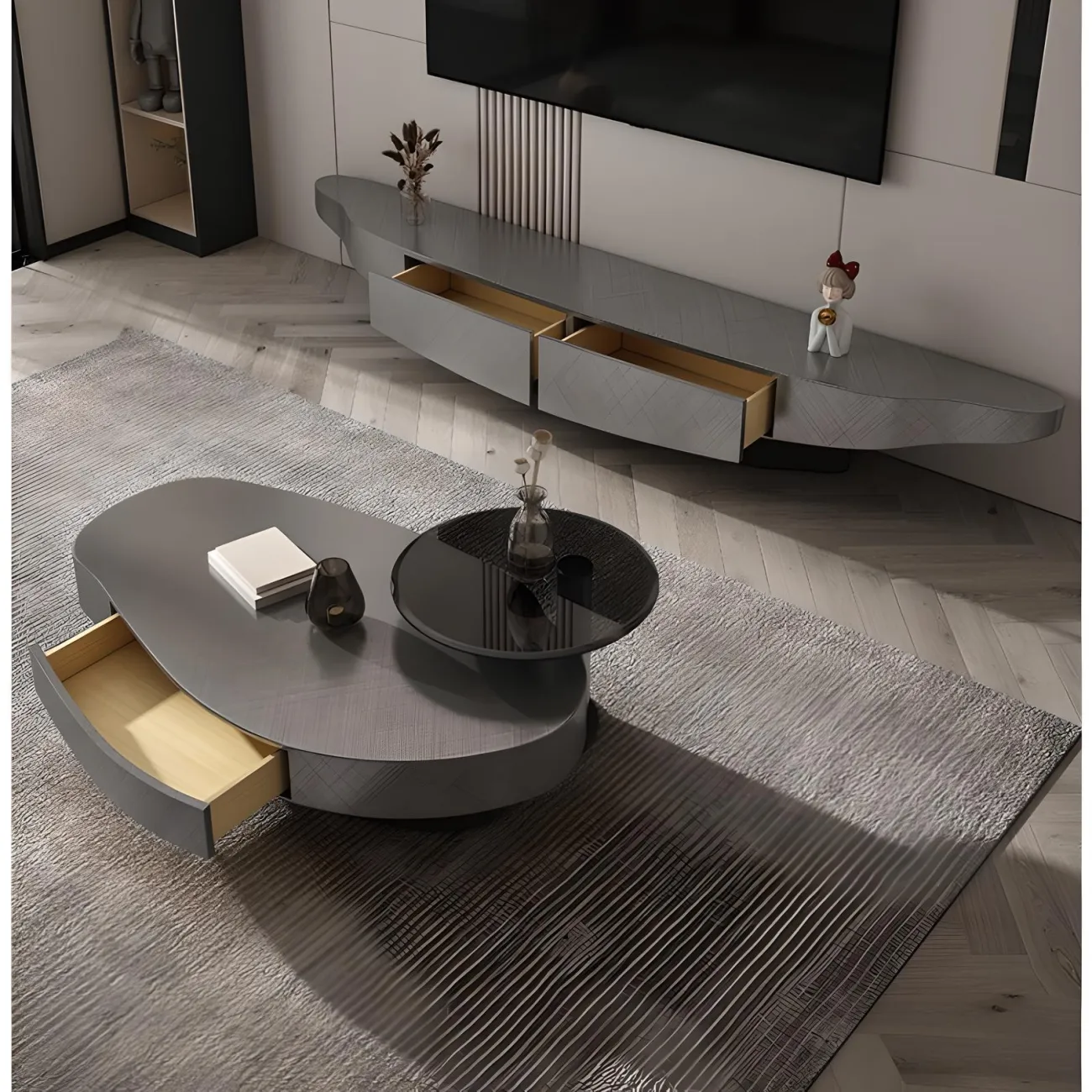 Плавающий телевизионный шкаф Feng 37547-30 в слвременном стиле