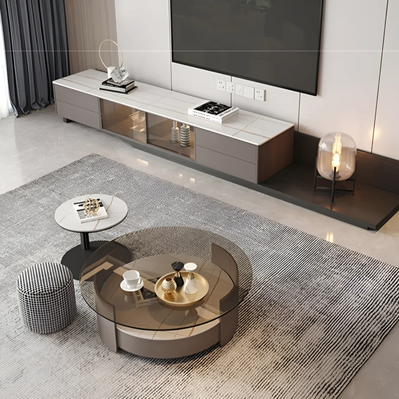 Комбинация из журнальных столиков и тумбы Feng 37555-30 в современном стиле 