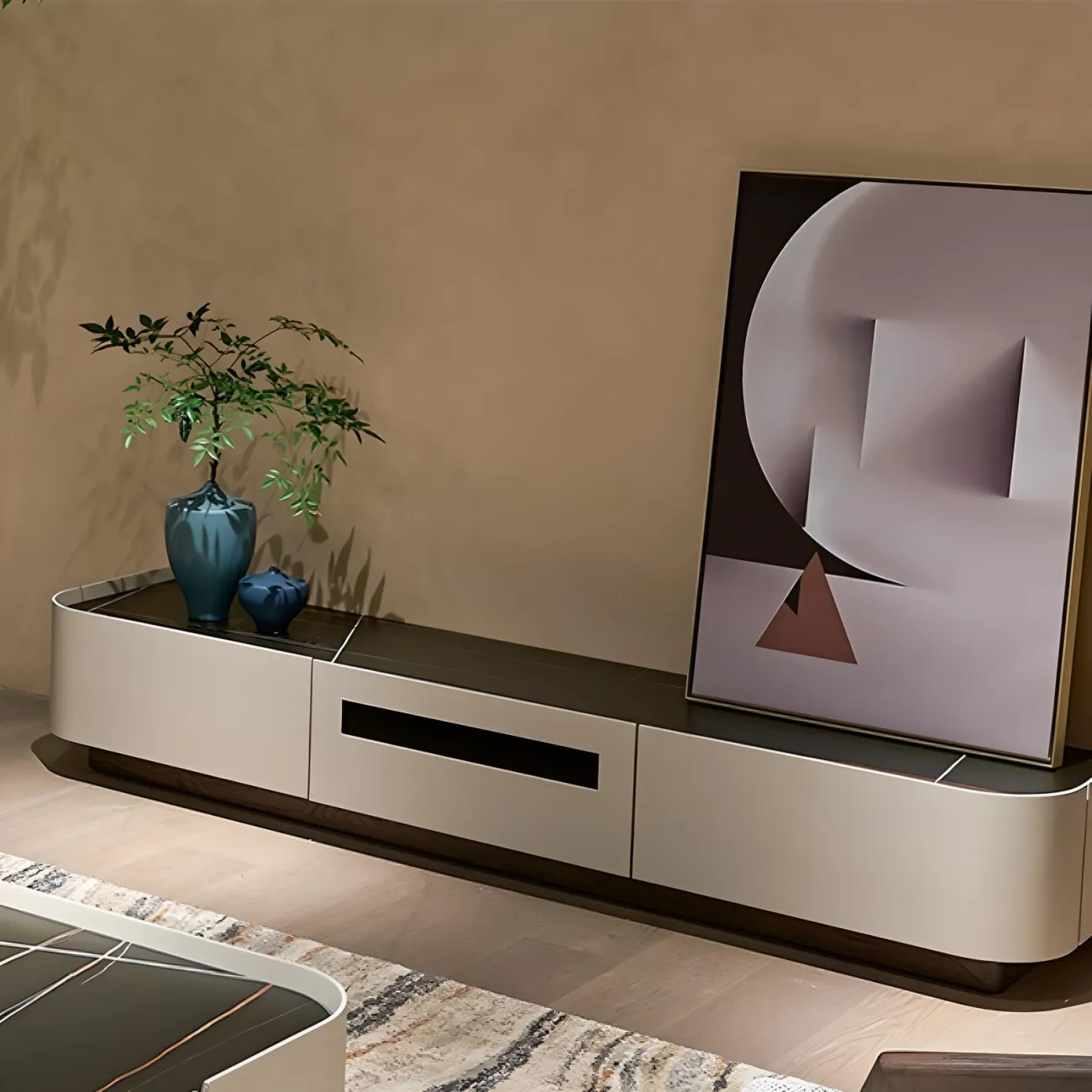 Современный журнальный столик и тумба Mizeo 37572-30 в минималистичном стиле 