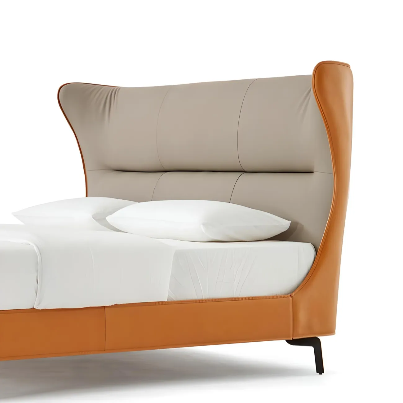 Итальянская кожаная кровать Mizeo 37573-30 в минималистичном стиле 