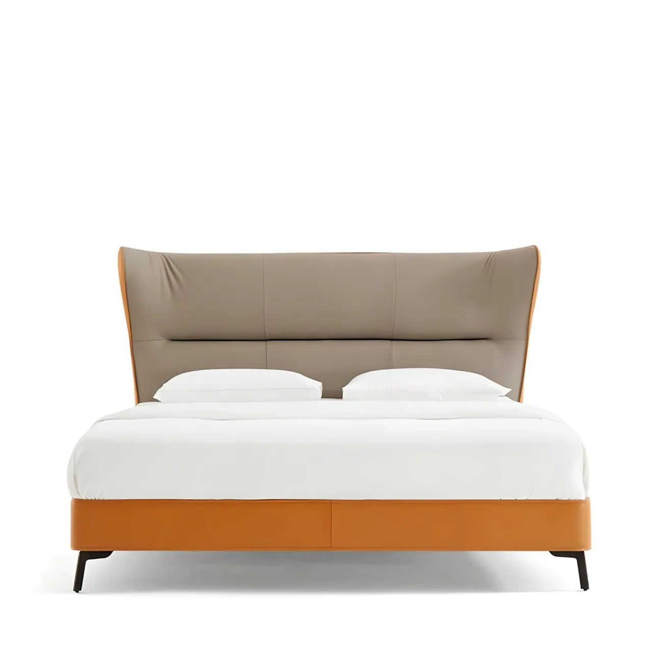 Итальянская кожаная кровать Mizeo 37573-30 в минималистичном стиле 