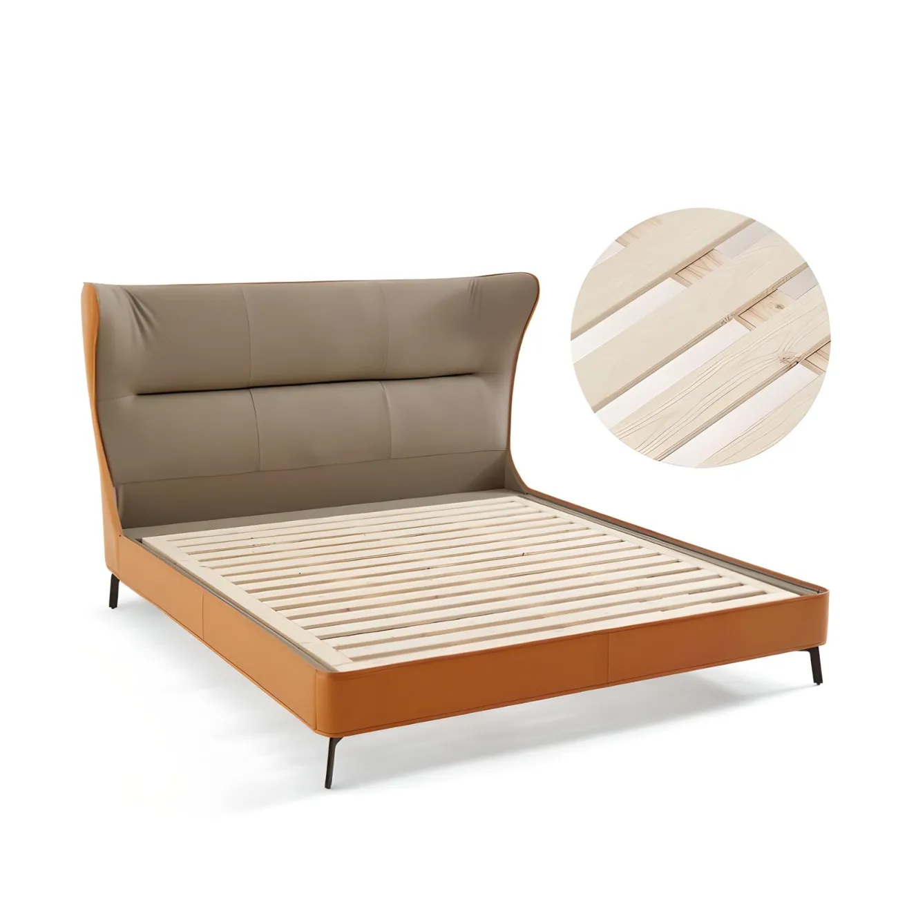 Итальянская кожаная кровать Mizeo 37573-30 в минималистичном стиле 