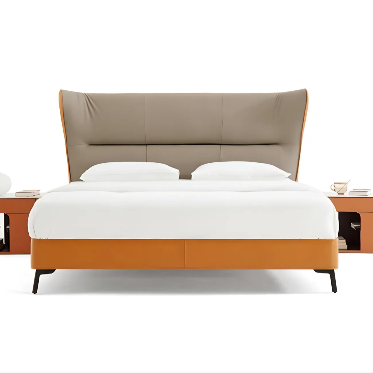 Итальянская кожаная кровать Mizeo 37573-30 в минималистичном стиле 