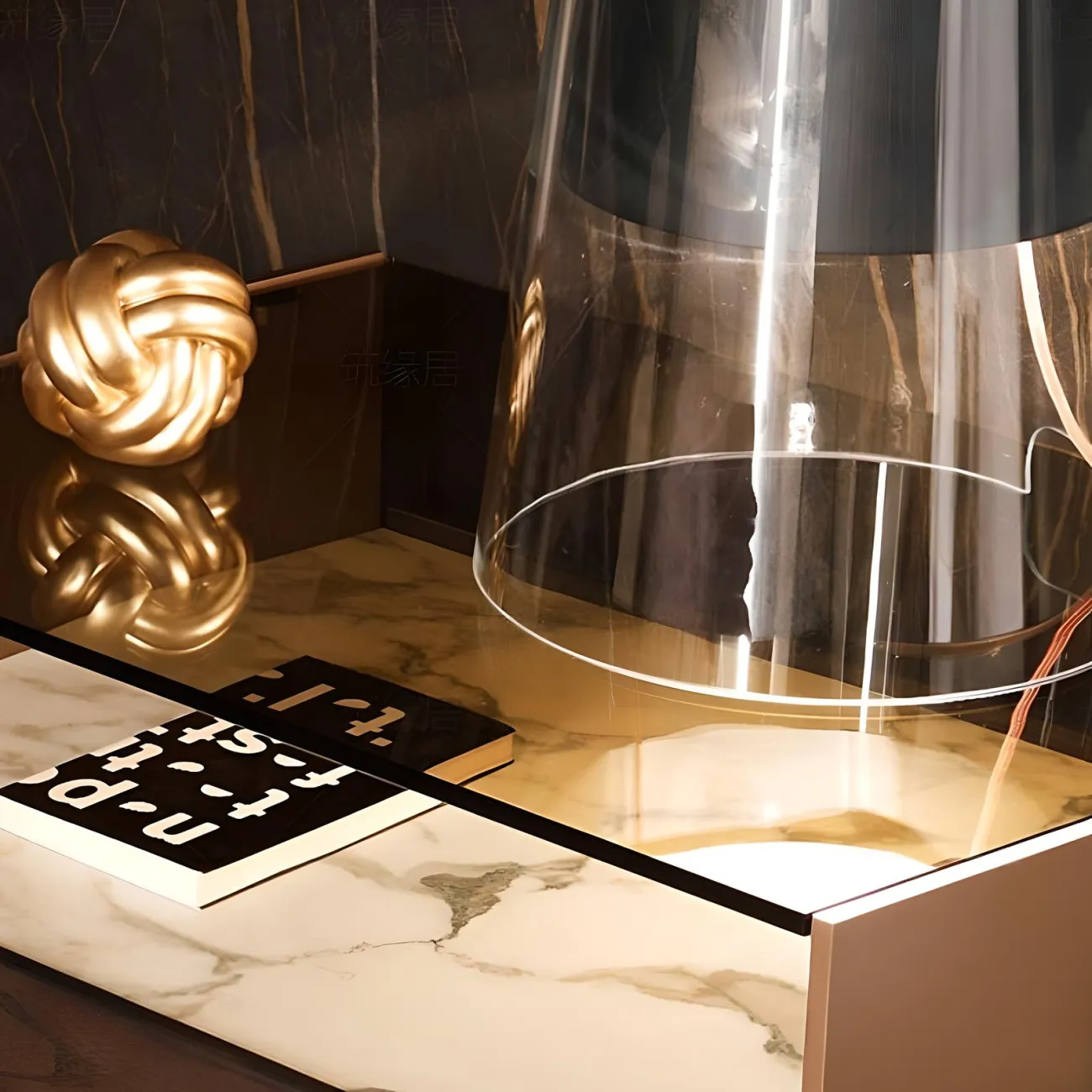 Мраморная прикроватная тумба Mizeo 37577-30 в стиле минимализм