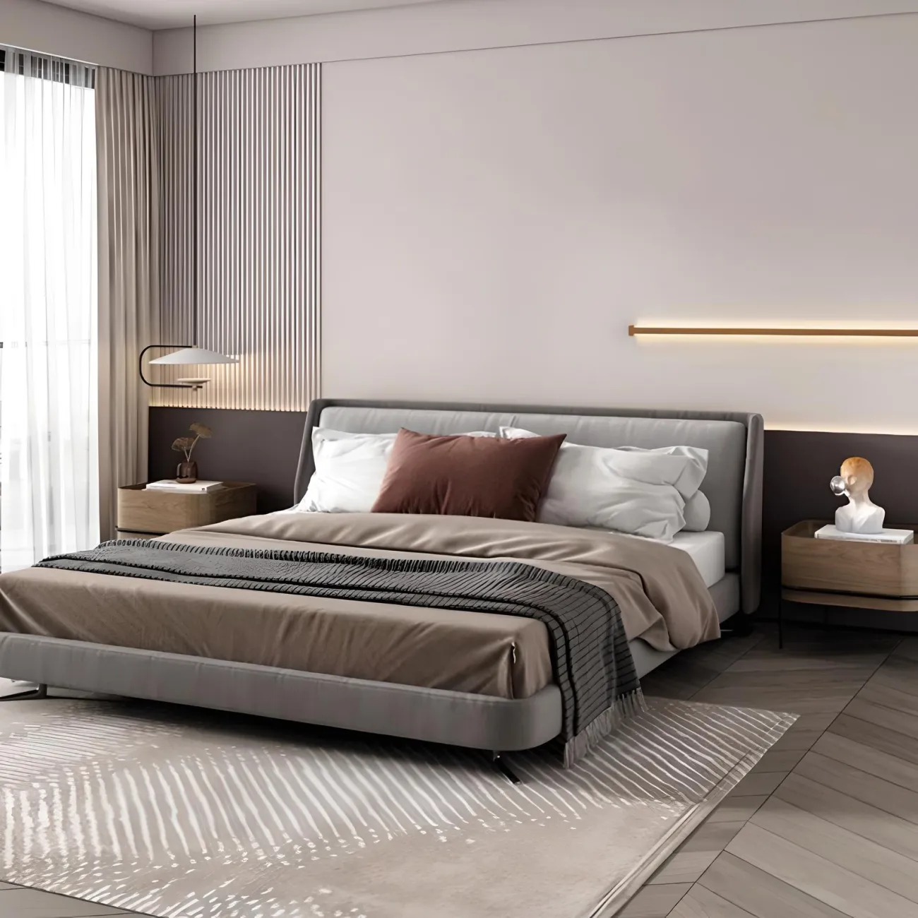 Умная прикроватная тумба Mizeo 37582-30 в стиле минимализм Умная прикроватная тумба Mizeo 37582-30 в стиле минимализм