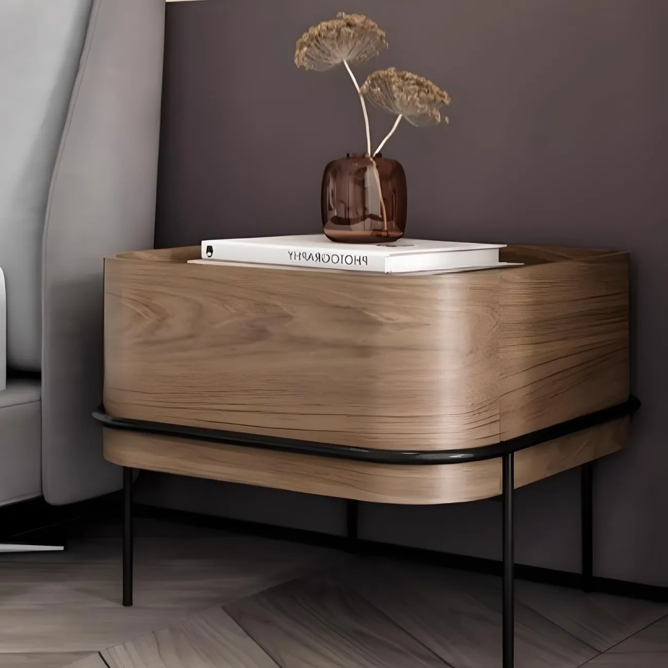 Умная прикроватная тумба Mizeo 37582-30 в стиле минимализм Умная прикроватная тумба Mizeo 37582-30 в стиле минимализм