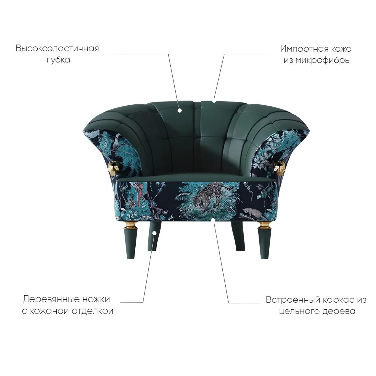 Роскошное кресло Mufandi 37640-30 с вышитым цветным рисунком