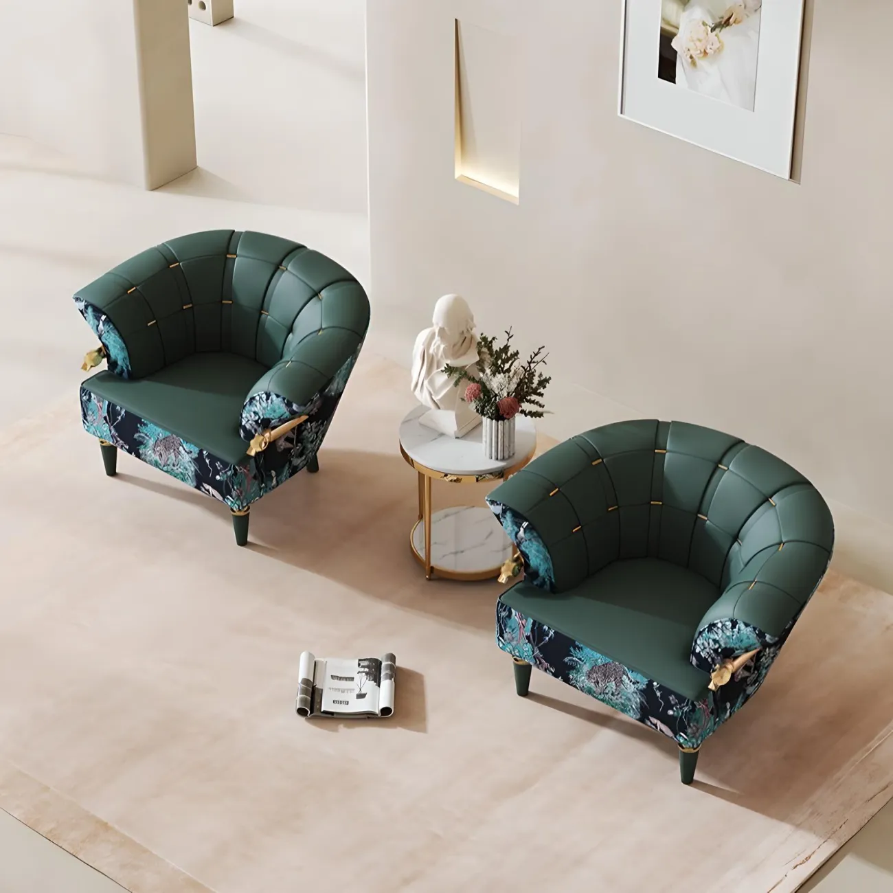 Роскошное кресло Mufandi 37640-30 с вышитым цветным рисунком