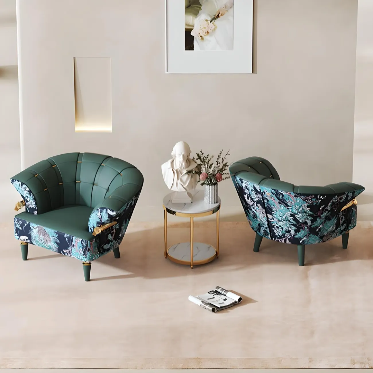 Роскошное кресло Mufandi 37640-30 с вышитым цветным рисунком