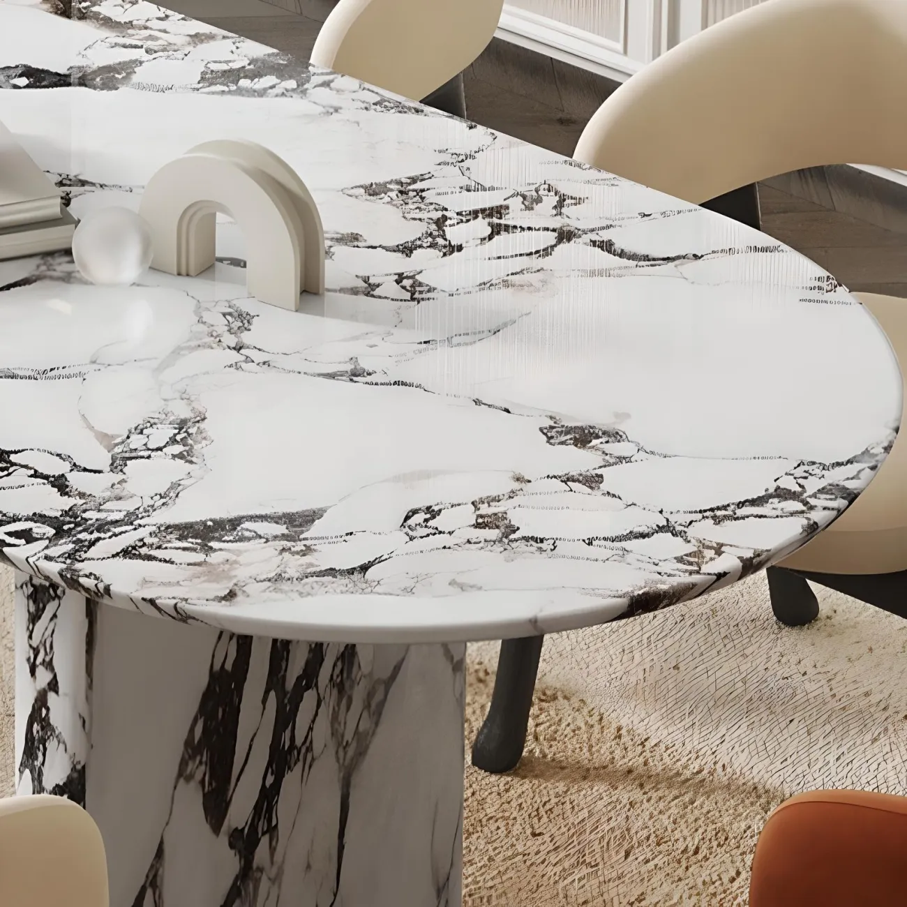 Мраморный обеденный стол Mufandi 37645-30 в  стиле модерн