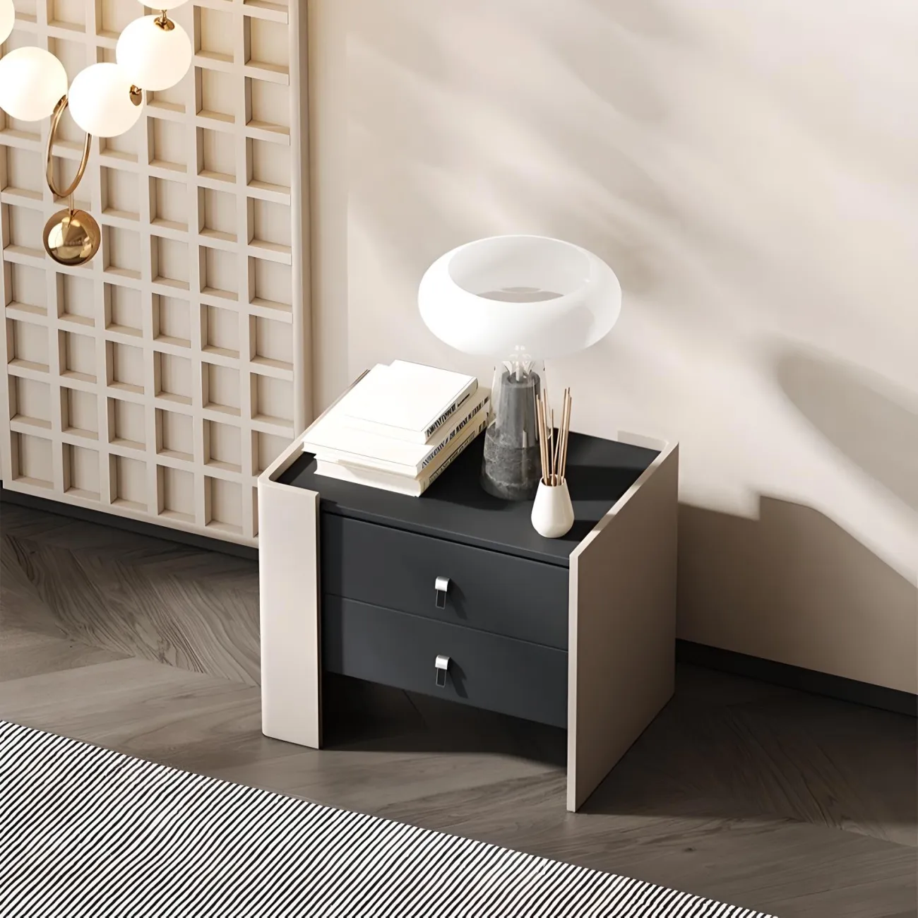 Итальянская прикроватная тумба Mufandi 37654-30 в минималистичном стиле Итальянская прикроватная тумба Mufandi 37654-30 в минималистичном стиле