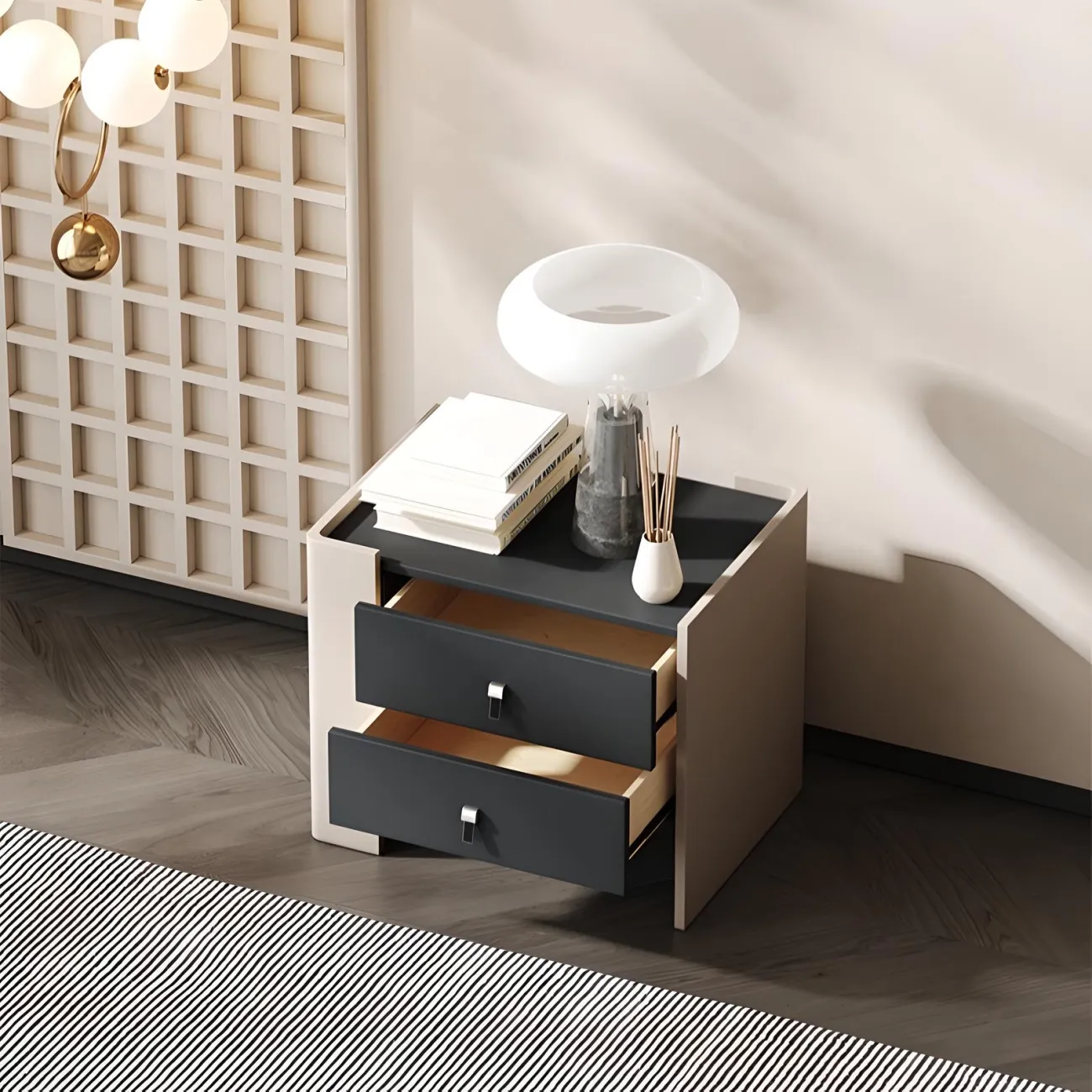 Итальянская прикроватная тумба Mufandi 37654-30 в минималистичном стиле Итальянская прикроватная тумба Mufandi 37654-30 в минималистичном стиле