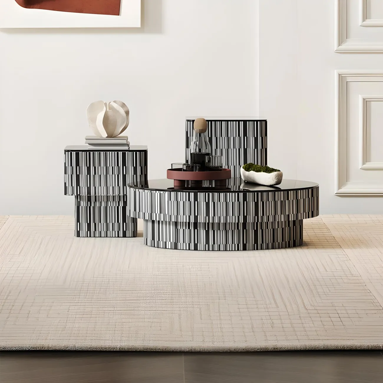 Круглый журнальный столик Mufandi 37663-30 в современном стиле 