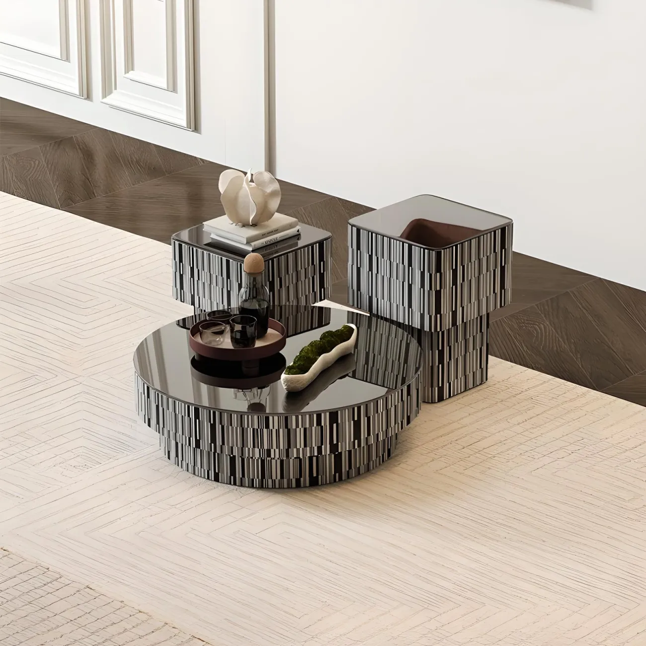 Круглый журнальный столик Mufandi 37663-30 в современном стиле 