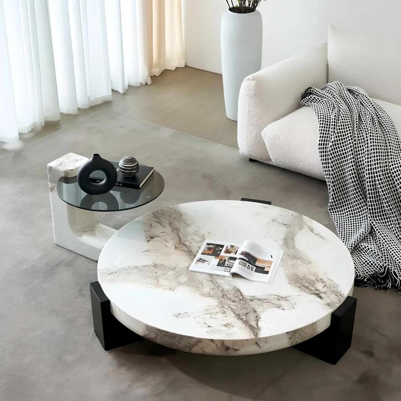 Мраморный журнальный столик NORE HOUSE 37679-30 в современном стиле 