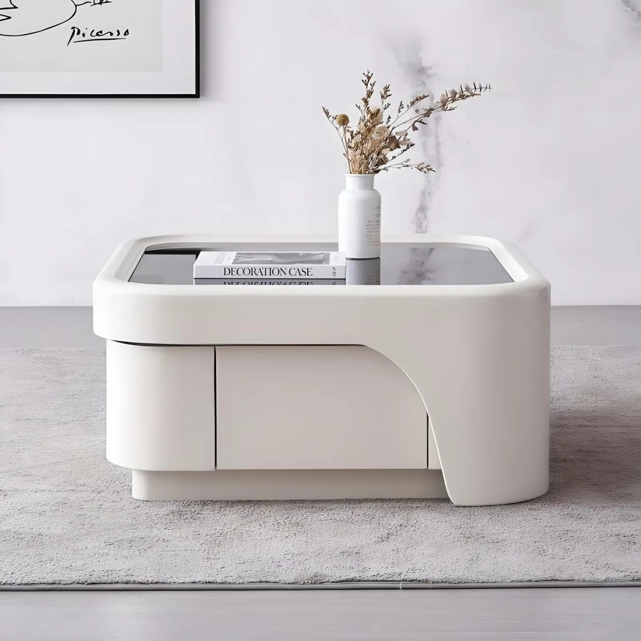 Стеклянный журнальный столик NORE HOUSE 37687-30 во французском кремовом стиле