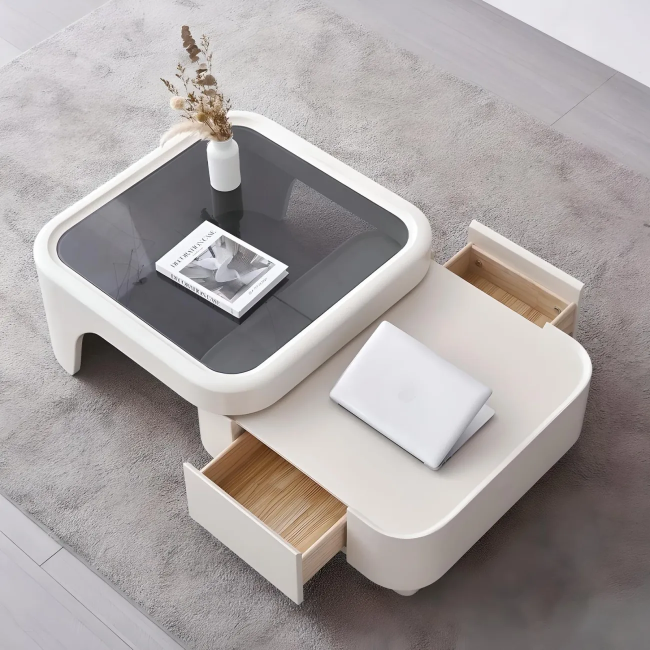 Стеклянный журнальный столик NORE HOUSE 37687-30 во французском кремовом стиле